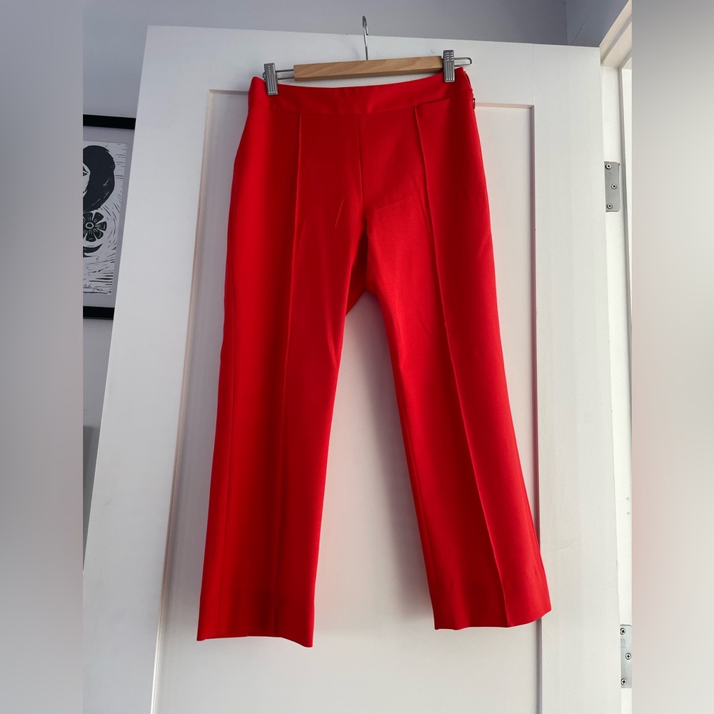 Hemmed Red Argent Wool Dress Pant